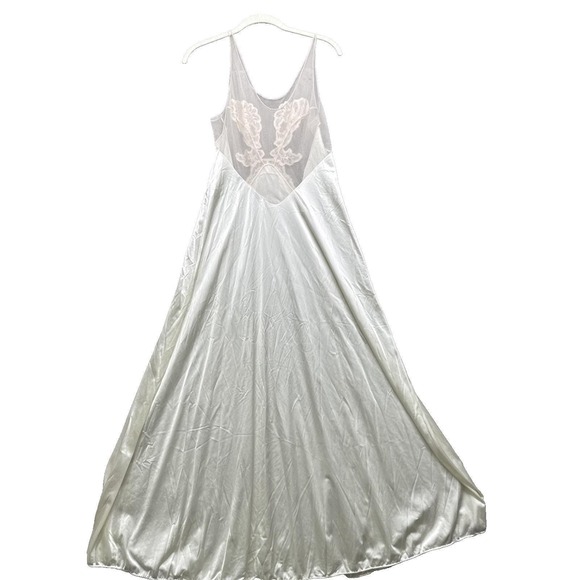 Vanity Fair Ivory Lace Slip Dress Small Coquette Bridal Nylon 90s Maxi Gown - Picture 8 of 10